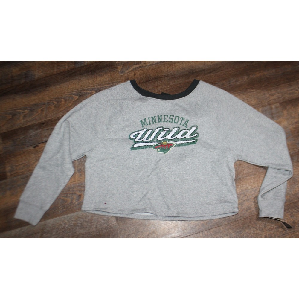 kids NHL Minnesota Wild Hockey oversized cropped Sweatshirt Size L 10/12
